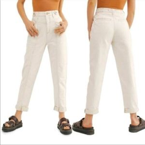 FREE PEOPLE city of lights ivory high rise mom jeans